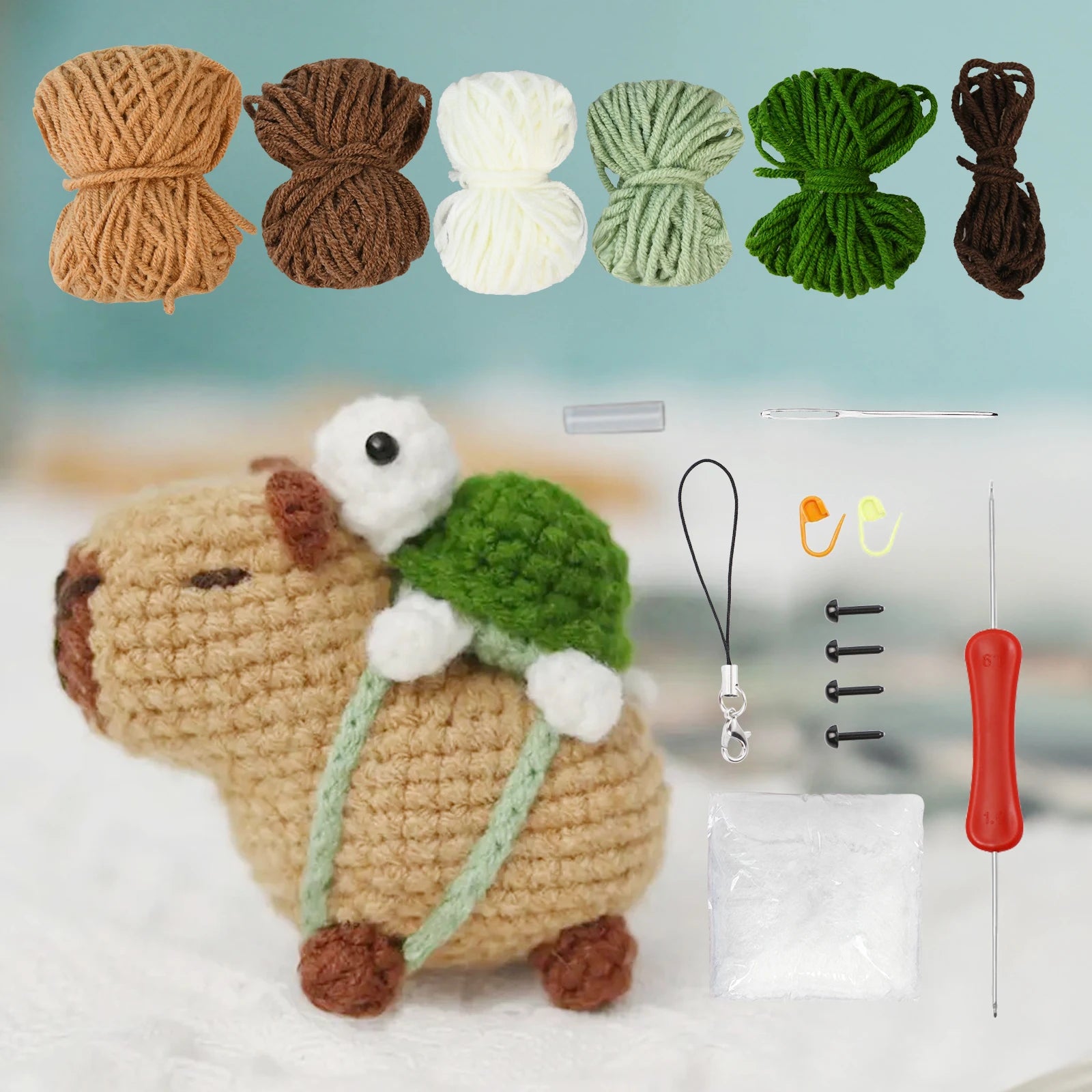 Capybara crochet Kit, Cute Animal Crochet Kit set, Christmas Gift, Crochet kit for Beginners, Crochet Kit for craft lovers,