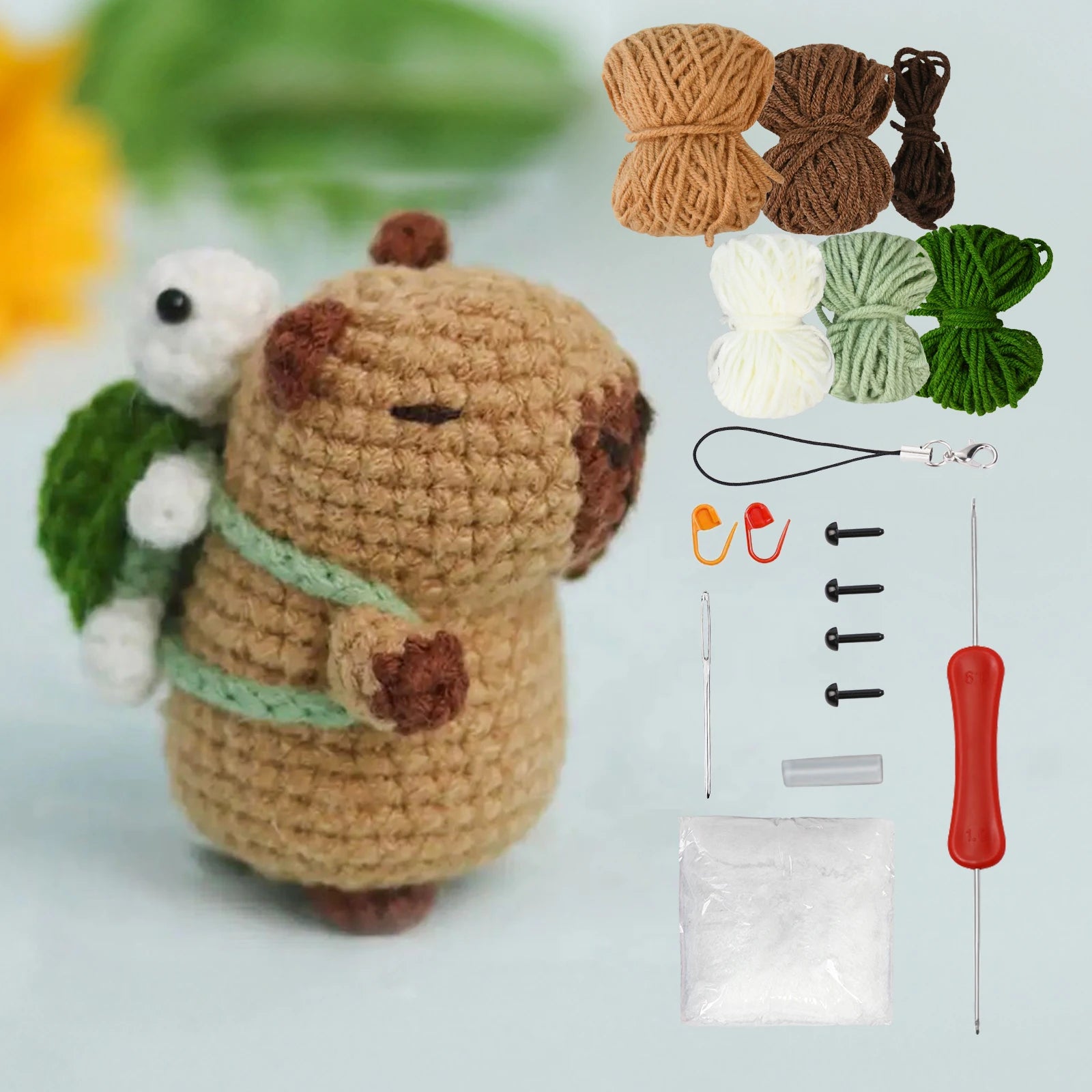 Capybara crochet Kit, Cute Animal Crochet Kit set, Christmas Gift, Crochet kit for Beginners, Crochet Kit for craft lovers,