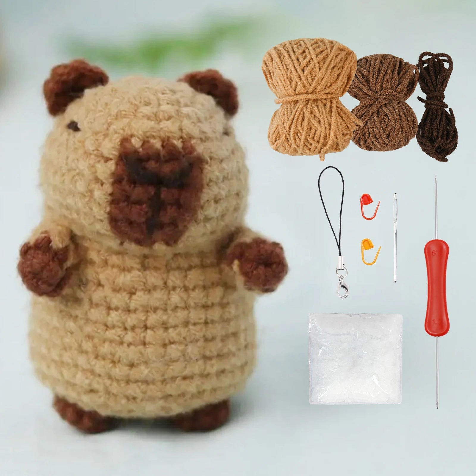 Capybara crochet Kit, Cute Animal Crochet Kit set, Christmas Gift, Crochet kit for Beginners, Crochet Kit for craft lovers,