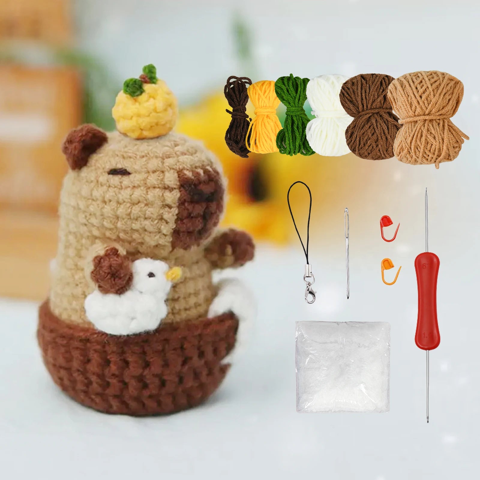 Capybara crochet Kit, Cute Animal Crochet Kit set, Christmas Gift, Crochet kit for Beginners, Crochet Kit for craft lovers,